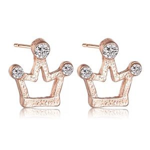 Asymmetrical Gold Zirconia Crown Earrings